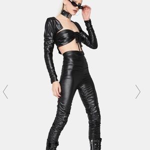 FAUX LEATHER TOP/PANTS SET